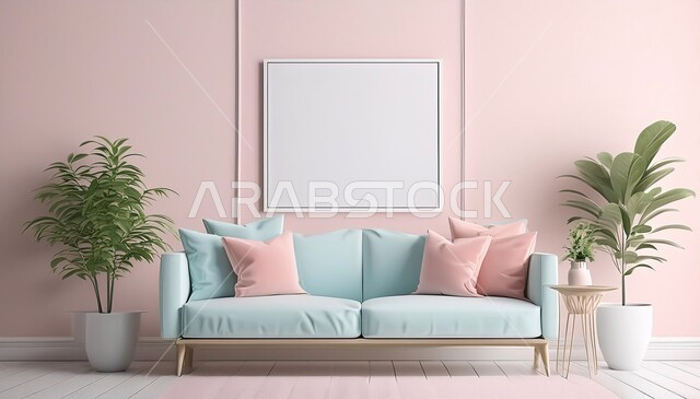 إطار معلق على الحائط, غرفة معيشه بتصاميم عصرية حديثة، غرفة جلوس بألوان هادئة, ديكورات داخلية بسيطة، تحف و إكسسوارات وأزهار, أثاث منزلي راقي، تصاميم عصرية، شقق وفلل سكنية، ديكور داخلي حديث