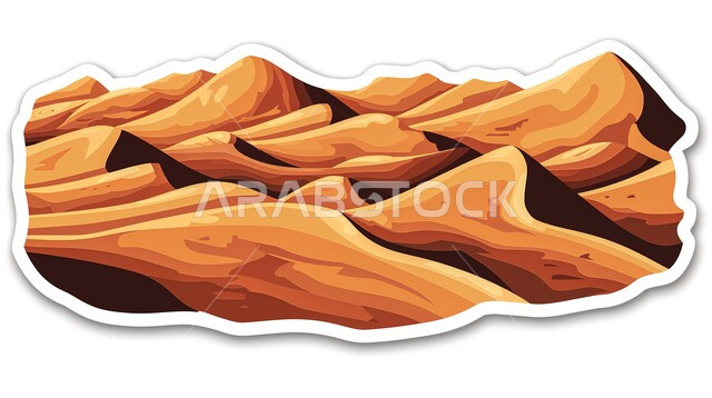 التشكيلات والتكوينات الصخرية، الكثبان والتلال الرملية في المناطق الصحراوية، مغامرات ورحلات السفاري في الصحاري، رسوم توضيحية لصحراء المملكة، الطبيعة الجبلية في السعودية، خلفية بيضاء