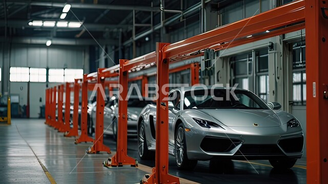 المركبات الفاخرة المميزة في المعارض، صورة مقربة لسيارة لوتس اليز الكهربائية في خط تجميع السيارات في احدى المعارض ,التقنيات الحديثه المتطوره في السعوديه، جذب الزائرين من مختلف البلدان، انضمام ابرز العلامات في الصناعات التجارية، المشاركة في الانشطة الترفيهية