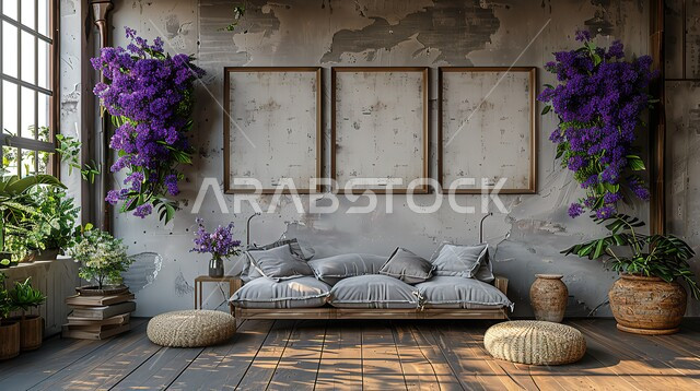 التحف والاكسسوارات والزينة الراقية، تصميم داخلي أنيق وبسيط، المناسبات والأعراس في القاعات الفاخرة بالسعودية، النوافذ والواجهات الزجاجية المطلة على الطبيعة، قاعة حفل زفاف مزينة بالأزهار البنفسجية، التصاميم والديكورات عصرية حديثة