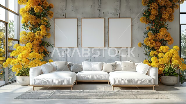 إقامة الأعراس والمناسبات في القاعات الفاخرة بالسعودية، الفن الهندسي والديكور العصري الراقي، الأزهار الطبيعية الصفراء في قاعة حفل زفاف بسيطة، اطلالة على الطبيعة للنوافذ والواجهات الزجاجية، الاهتمام بنبات الزينة والأثاث الأنيق 