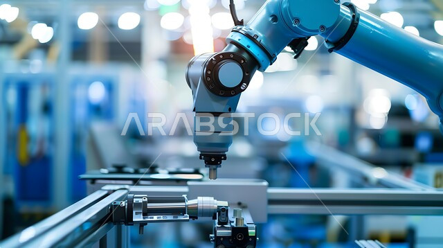 أذرع الروبوتات الذكية في المصانع ,التقدم التقني و التحول الرقمي, رؤية سعودية مستقبلية 2030، صورة مقربة لتحسين الانتاج باستخدام الالات والمعدات الذكيه في الصناعات الالكترونيه، تطور التقنيه والتكنولوجيا الحديثه