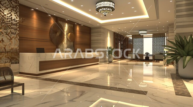 الديكورات و التصاميم الداخلية للفنادق والمنتجعات الفاخرة ,مكاتب وشركات تجارية في المملكة العربية السعودية ,التصميم الراقي المزحرف لمدخل و مكان الاستقبال في الفندق ,لوبي اوتيل بديزاينات عصرية حديثه