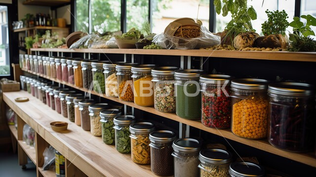 شراء الاحتياجات والمستلزمات المنزلية للمستهلك، السلع والمواد الغذائية المختلفة في أرفف السوبرماركت، المراكز والمحلات التجارية، مفهوم العروض والتخفيضات