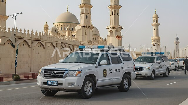 سيارة حديثة تابعة لشرطة أبو ظبي، الحفاظ على الأمن والأمان في الإمارات العربية المتحدة، شرطة أبو ظبي لنشر الوعي المروري