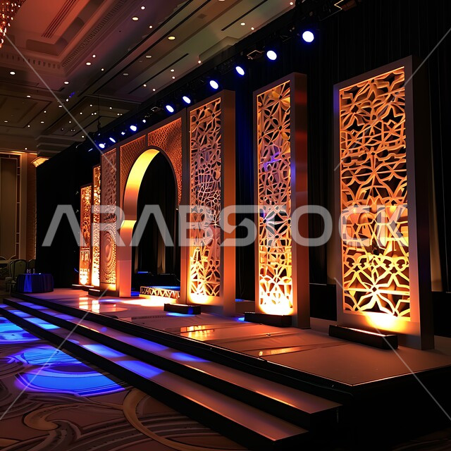 المنصات الاسلامية في الأعياد والمناسبات الدينية ,تحف واكسسوارات و زينة وأنوار شهر رمضان المبارك، ، عساكم من عواده ، الاستعداد لاستقبال شهر الخير ،خلفية زخارف اسلاميه ثري دي