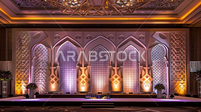 المنصات الاسلامية في الأعياد والمناسبات الدينية ,تحف واكسسوارات و زينة وأنوار شهر رمضان المبارك، ، عساكم من عواده ، الاستعداد لاستقبال شهر الخير ،خلفية زخارف اسلاميه ثري دي