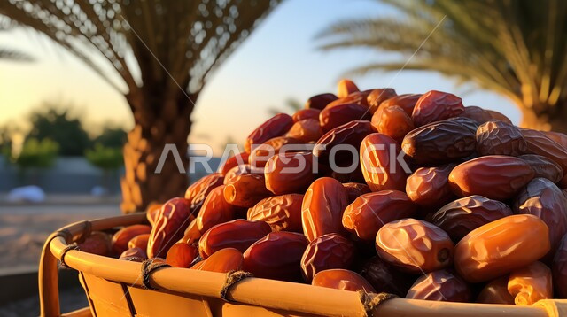 حبات التمر اللذيذة المليئة بالفوائد والفيتامينات، جودة المنتجات والمحاصيل الزراعية الوطنية المحلية، مزارع التمور في المملكة العربية السعودية، الفواكه الطازجة الشهية