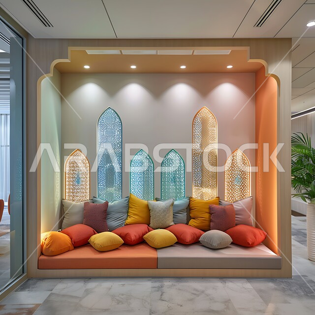 ديكور داخلي راقي للفلل والشقق السكنية في المملكة العربية السعودية ,التصاميم الداخلية لغرف الجلوس على الطراز العربي الاسلامي، غرفة معيشة مع أثاث منزلي ومجالس عربية تقليدية، تحف واكسسوارات أنيقة