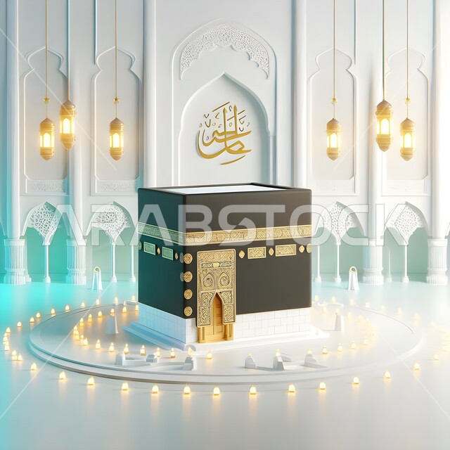 قبلة الاسلام والمسلمين، مجسم ثلاثي الابعاد للكعبة المشرفة، مقاصد دينية مشرفة، اماكن ومعالم مقدسة في مكة المكرمة، خلفيات ورسومات اسلامية ثري دي، اسلاميات وعبادة