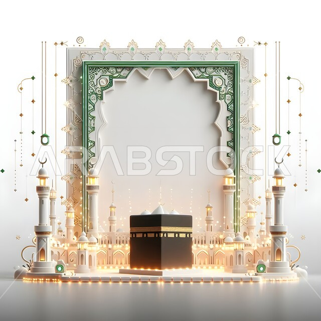 خلفيات ورسومات اسلامية ثري دي، اماكن ومعالم مقدسة في مكة المكرمة، مقاصد دينية مشرفة، قبلة الاسلام والمسلمين، مجسم ثلاثي الابعاد للكعبة المشرفة، اسلاميات وعبادة