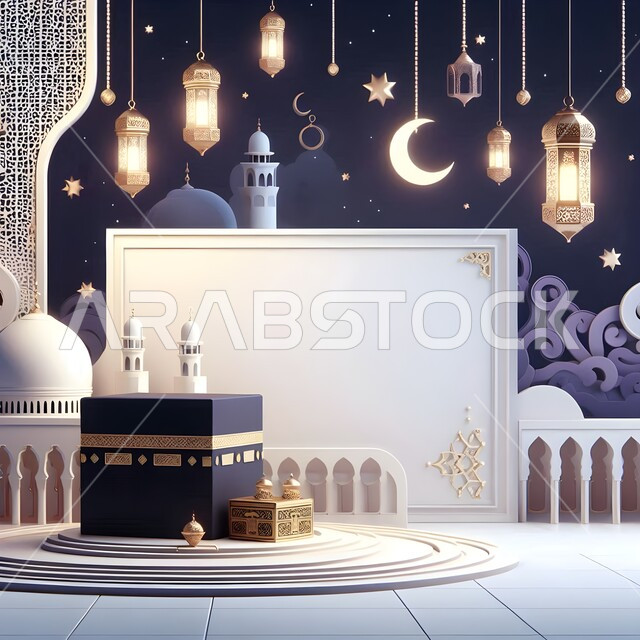 اماكن ومعالم مقدسة في مكة المكرمة، مقاصد دينية مشرفة، قبلة الاسلام والمسلمين، مجسم ثلاثي الابعاد للكعبة المشرفة، خلفيات ورسومات اسلامية ثري دي، اسلاميات وعبادة