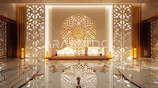 المنصات الاسلامية في الأعياد والمناسبات الدينية ,تحف واكسسوارات و زينة وأنوار شهر رمضان المبارك، ، عساكم من عواده ، الاستعداد لاستقبال شهر الخير ،خلفية زخارف اسلاميه ثري دي