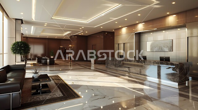 التصاميم والديكورات الداخلية للفنادق والمنتجعات الفاخرة ,التصميم الراقي لردهة ومدخل الاستقبال في الفندق، مكاتب وشركات تجارية في المملكة العربية السعودية، لوبي اوتيل بديزاينات عصرية حديثه