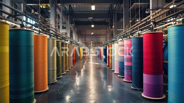 مهن وحرف وصناعات شعبية، صناعة النسيج في مصانع المملكة العربية السعودية، صناعة الغزل والنسيج ، آلة نسيج المنسوجات التقليدية، مجموعة من الخيطان والاقمشة الملونة