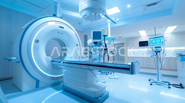 حجره مجهزه بالأدوات والأجهزة المتطورة، استخدام التقنيه والتكنولوجيا في العلاج والطب الحديث في المستشفيات الذكية في المستقبل، التصاميم الحديثة العصرية للمشافي ,فحص وتشخيص المرضى في المستشفى، سرير إلكتروني طبي كهربائي للمريض