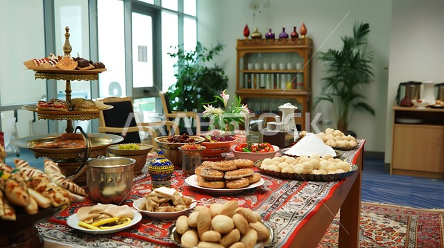 أطباق متنوعه من حلويات العيد الشهية, ديكورات وزينة الأعياد والمناسبات الاسلامية, مفهوم صناعة وإعداد الحلوى, الضيافة التقليدية اللذيذة, وصفات وأطباق من السكريات, الجلسات الهادئة والممتعه في العيد