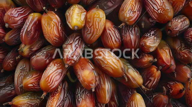 محمية طبيعية لزراعة أشجار النخيل في المملكة العربية السعودية، صورة مقربة لعناقيد حبات الرطب الطازجة، الاهتمام بالاشجار والنباتات الخضراء المثمرة، منتجات ومحاصيل زراعيه محلية وطنية، موسم الحصاد والقطاف