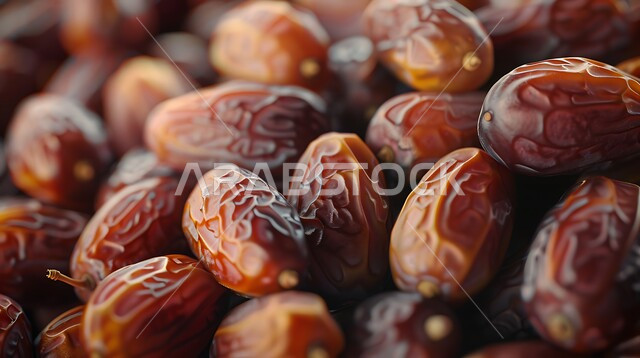 حصاد النخيل في مزارع المملكة، الأنواع المختلفة من التمور الصحية اللذيذة، صورة مقربة لحبات التمر المتجعد، ضيافة رمضانية شهية، وجبة غذائية صحية ذات أهمية عاليه، منتجات محلية سعودية وطنية