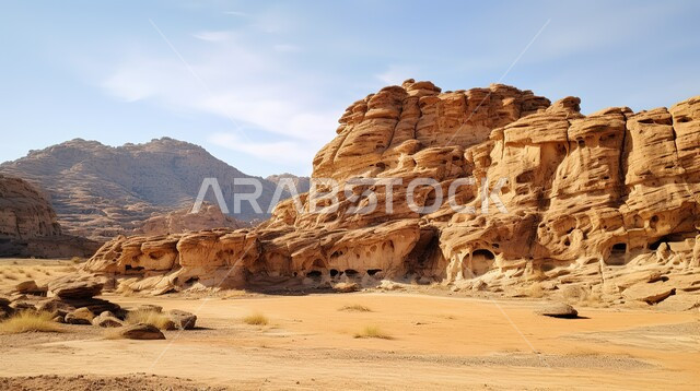 سلسلة الجبال والتكوينات والتشكيلات الصخرية في وادي الديسة بمنطقة تبوك، الطبيعة الصحراوية في المملكة العربية السعودية، التضاريس والنحت الصخري في المناطق الأثرية، أماكن للرحلات السياحية الترفيهية