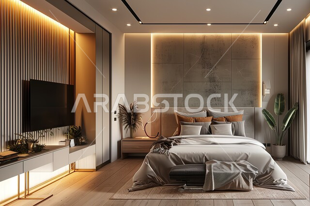  ديكورات متطورة للفلل والشقق السكنية، تحف وإكسسوارات عصرية، المنتجعات والفنادق المصممة بالطرق الحديثة، فن الهندسة المعمارية والديكور، سرير ووسائد مريحة، أثاث منزلي راقي وأنيق، تصميم داخلي لغرفة نوم بأسلوب حديث