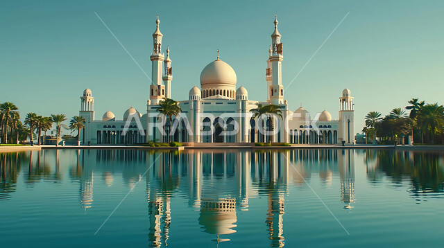 العبادة والتقرب إلى الله تعالى، تصاميم توضيحية ثلاثية الابعاد للمآذن والقبب المزخرفه للمساجد الإسلامية، الديكورات والتصاميم الهندسية المميزة في رمضان المبارك، زينة الاعياد والمناسبات الدينية