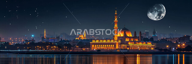 العبادة والتقرب إلى الله تعالى، تصاميم توضيحية ثلاثية الابعاد للمآذن والقبب المزخرفه للمساجد الإسلامية، الديكورات والتصاميم الهندسية المميزة في رمضان المبارك، زينة الاعياد والمناسبات الدينية