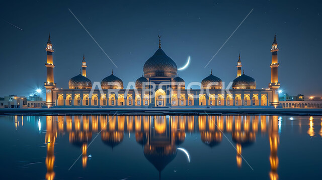 العبادة والتقرب إلى الله تعالى، تصاميم توضيحية ثلاثية الابعاد للمآذن والقبب المزخرفه للمساجد الإسلامية، الديكورات والتصاميم الهندسية المميزة في رمضان المبارك، زينة الاعياد والمناسبات الدينية