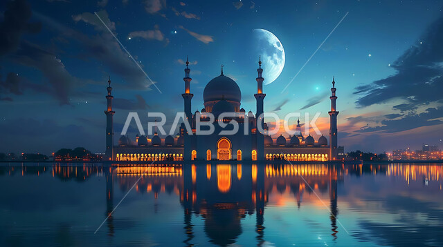 العبادة والتقرب إلى الله تعالى، تصاميم توضيحية ثلاثية الابعاد للمآذن والقبب المزخرفه للمساجد الإسلامية، الديكورات والتصاميم الهندسية المميزة في رمضان المبارك، زينة الاعياد والمناسبات الدينية