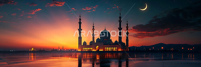 العبادة والتقرب إلى الله تعالى، تصاميم توضيحية ثلاثية الابعاد للمآذن والقبب المزخرفه للمساجد الإسلامية، الديكورات والتصاميم الهندسية المميزة في رمضان المبارك، زينة الاعياد والمناسبات الدينية