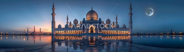 العبادة والتقرب إلى الله تعالى، تصاميم توضيحية ثلاثية الابعاد للمآذن والقبب المزخرفه للمساجد الإسلامية، الديكورات والتصاميم الهندسية المميزة في رمضان المبارك، زينة الاعياد والمناسبات الدينية