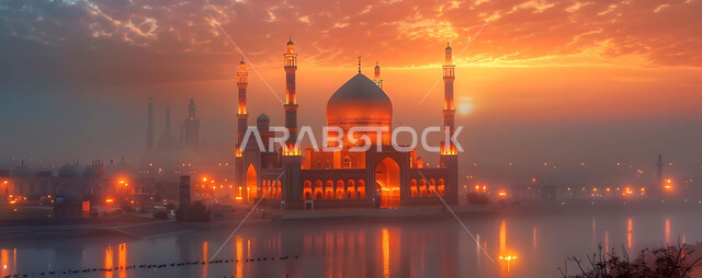 العبادة والتقرب إلى الله تعالى، تصاميم توضيحية ثلاثية الابعاد للمآذن والقبب المزخرفه للمساجد الإسلامية، الديكورات والتصاميم الهندسية المميزة في رمضان المبارك، زينة الاعياد والمناسبات الدينية