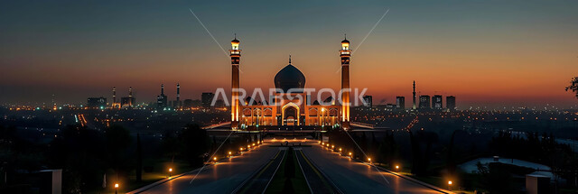 العبادة والتقرب إلى الله تعالى، تصاميم توضيحية ثلاثية الابعاد للمآذن والقبب المزخرفه للمساجد الإسلامية، الديكورات والتصاميم الهندسية المميزة في رمضان المبارك، زينة الاعياد والمناسبات الدينية