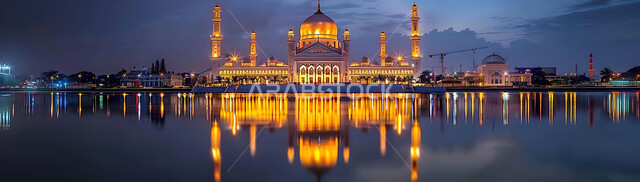 Getting closer to God Almighty through worship, holy Islamic places and landmarks, decorations and architectural designs for building mosques in the Kingdom of Saudi Arabia, minarets and domes in the modern Islamic style.