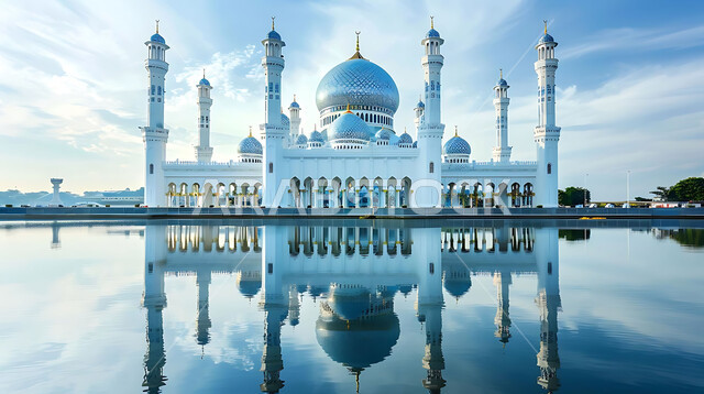 Getting closer to God Almighty through worship, holy Islamic places and landmarks, decorations and architectural designs for building mosques in the Kingdom of Saudi Arabia, minarets and domes in the modern Islamic style.