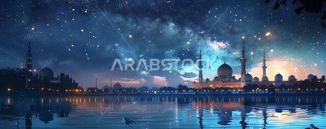 Getting closer to God Almighty through worship, holy Islamic places and landmarks, decorations and architectural designs for building mosques in the Kingdom of Saudi Arabia, minarets and domes in the modern Islamic style.