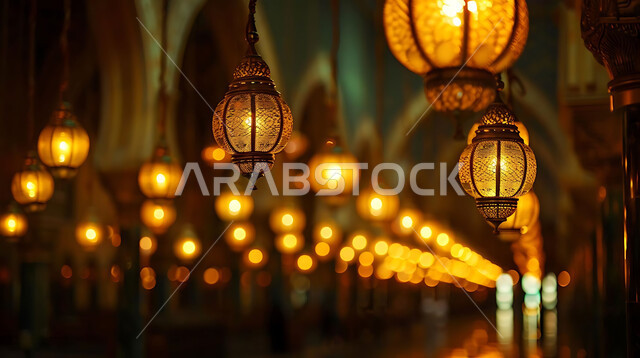  الديكورات والتصاميم الهندسية المعمارية لبناء المساجد في المملكة العربية السعودية، معالم وأماكن اسلامية مقدسة، التقرب إلى الله تعالى بالعبادة، التصميم الذهبي الفاخر للإضاءه