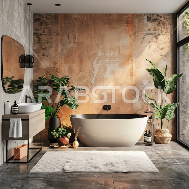 التصاميم الداخلية والديكورات الراقية للحمامات الداخلية وأحواض الاستحمام في الشقق الفاخرة، دورة مياه رخاميه راقية في أحد المباني السكنيه، حمام داخلي معاصر في منزل حديث، شقق وفلل سياحية في السعودية