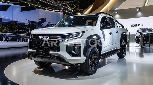 اكبر مركز تسوق في الجزيرة العربية، العلامة التجارية الافخم، سيارة ايسوزو دي ماكس بيضاء اللون، شاحنات البيك اب الفاخرة، معرض السيارات في المملكة العربية السعودية، فعاليات ومعارض المركبات