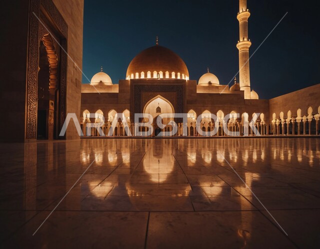 ديكورات وتصاميم متميزة على الطراز الاسلامي للقبب والمآذن المضيئة ليلا، الفن الهندسي المعماري المتميز  للمساجد، مفهوم العبادة والتقرب إلى الله، نداء المسلمين لآداء الفرائض والصلوات، خلفيات دينية رمضانية