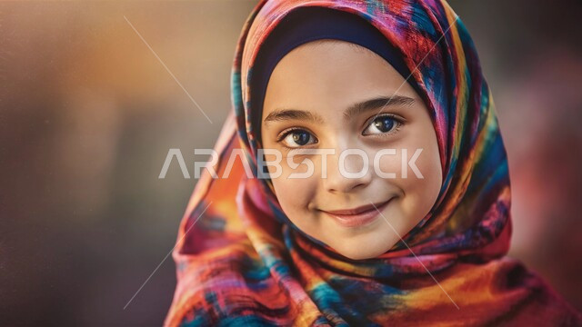 الاهتمام بالأناقة والمظهر الخارجي، تعابير البهجة والفرح, صورة مقربة لفتاة عربيه خليجية سعودية محجبة تنظر الى الكاميرا بإيماءات السعادة والسرور, مفهوم الأنوثة والنعومة