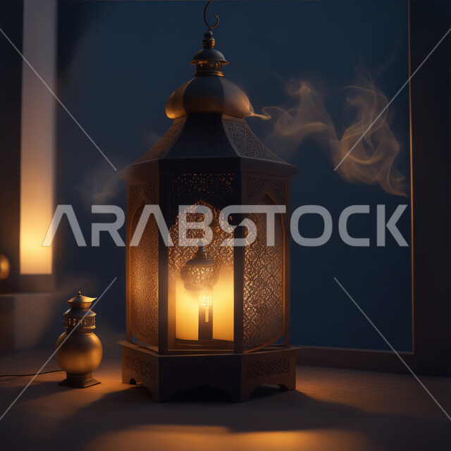 الأجواء الرمضانية الروحانية, ديكورات وتصاميم متميزة لزينة وإضاءة شهر الخير، استقبال شهر رمضان المبارك، فانوس عربي معدني مزخرف مضيئ، التحف والاكسسوارات على الطراز الاسلامي، المناسبات والأعياد الدينية الاسلامية