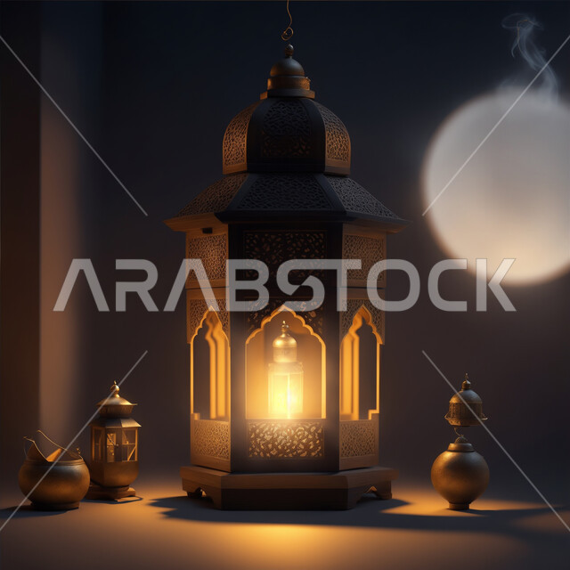 ديكورات وتصاميم متميزة لزينة وإضاءة شهر الخير، استقبال شهر رمضان المبارك، الأجواء الرمضانية الروحانية, فانوس عربي معدني مزخرف مضيئ، التحف والاكسسوارات على الطراز الاسلامي، المناسبات والأعياد الدينية الاسلامية