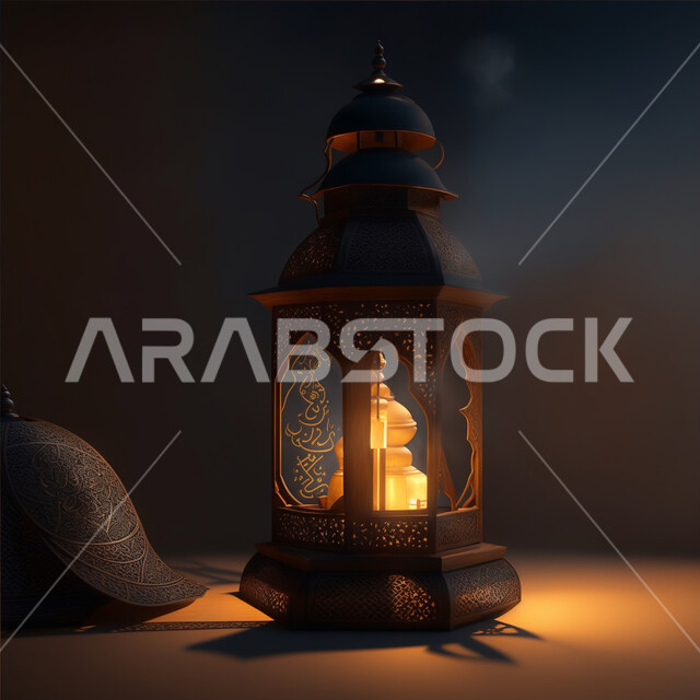 اكسسوارات وتحف شهر رمضان المبارك, زينة وأنوار وإضاءة الأعياد والمناسبات الدينية، الاحتفال بالأجواء الرمضانية الروحانية, البهجة والفرح بقدوم شهر الخير، التصاميم الهندسية المزخرفة لفانوس معدني متوهج