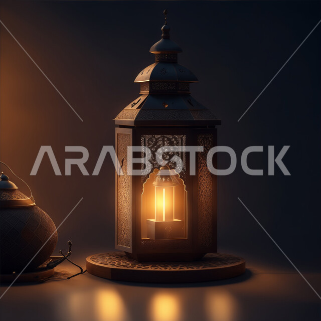 أنوار وإضاءة وزينة الأعياد والمناسبات الدينية، اكسسوارات وتحف شهر رمضان المبارك, الاحتفال بالأجواء الرمضانية الروحانية, البهجة والفرح بقدوم شهر الخير، التصاميم الهندسية المزخرفة لفانوس معدني متوهج