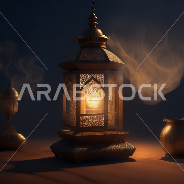 إضاءة وأنوار وديكورات المناسبات الاسلامية والدينية، الاحتفال بشهر رمضان المبارك, تحف تقليدية وفوانيس اسلامية للاستعداد لقدوم شهر الخير، فانوس عربي معدني مزخرف مضيء، الأجواء الرمضانية الروحانية