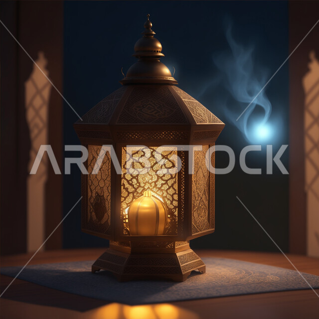 زينة وأنوار وديكورات المناسبات الاسلامية والدينية، الاحتفال بشهر رمضان المبارك, تحف تقليدية وفوانيس اسلامية للاستعداد لقدوم شهر الخير، فانوس عربي معدني مزخرف مضيء، الأجواء الرمضانية الروحانية