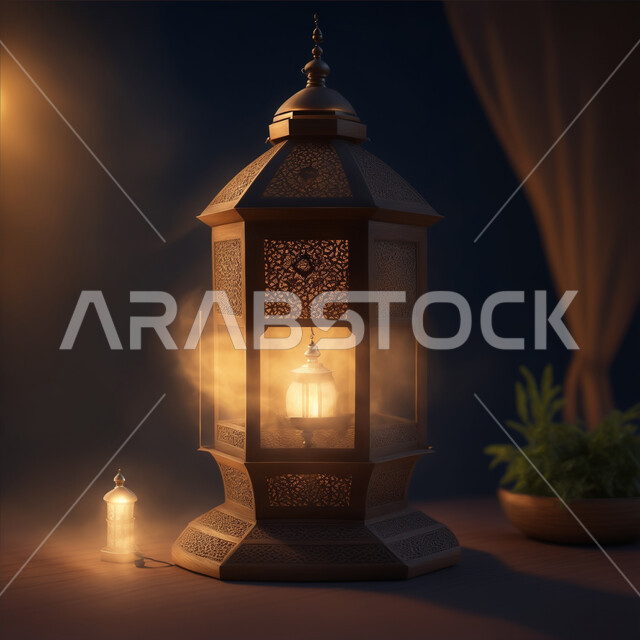 أنوار وديكورات وزينة المناسبات الاسلامية والدينية، الاحتفال بشهر رمضان المبارك, تحف تقليدية وفوانيس اسلامية للاستعداد لقدوم شهر الخير، فانوس عربي معدني مزخرف مضيء، الأجواء الرمضانية الروحانية