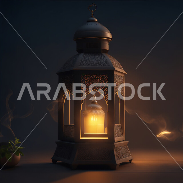 أنوار وديكورات وزينة المناسبات الاسلامية والدينية، الأجواء الرمضانية الروحانية، فانوس عربي معدني مزخرف مضيء، فوانيس اسلامية وتحف تقليدية للاستعداد لقدوم شهر الخير، استقبال شهر رمضان المبارك