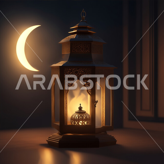 زينة وأنوار وديكورات المناسبات الاسلامية والدينية، الاحتفال بشهر رمضان المبارك, تحف تقليدية وفوانيس اسلامية للاستعداد لقدوم شهر الخير، فانوس عربي معدني مزخرف مضيء، الأجواء الرمضانية الروحانية